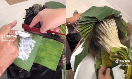 Mujer sorprende a usuarios tras utilizar hojas de plátano en vez de aluminio para decolorar el cabello