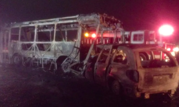 Hombre y su perro mueren calcinados tras chocar contra autobús de pasajeros en Gómez Palacio