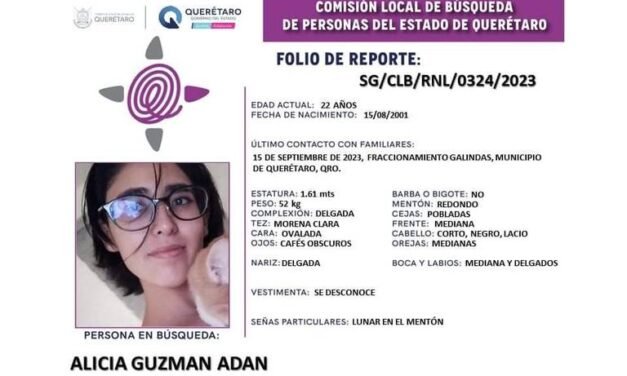 En Querétaro desaparece Alicia Guzmán, estudiante de la UAQ; conducía su auto la última vez que fue vista