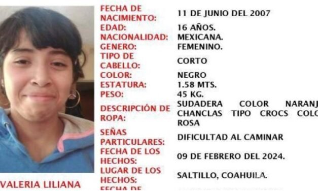 En Saltillo menor desaparece tras pelea con sus padres, piden ayuda para buscarla