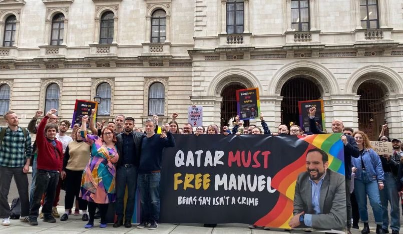 Manifestación en Londres piden la liberación de Manuel Guerrero, perseguido en Qatar por su orientación sexual y VIH