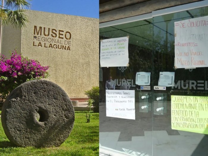 MUREL (1) Persiste protesta de empleados en el Museo Regional, Torreón, Coahuila