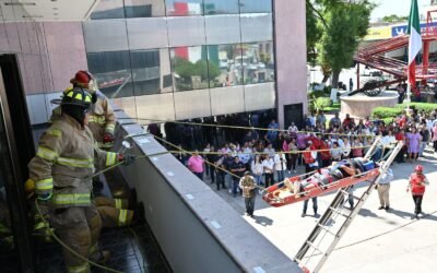 Realizan simulacro de incendio en Gómez Palacio para conmemorar el Día Nacional de Protección Civil