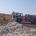 Módulos de algodón arden en llamas y bomberos de Coahuila atienden reporte