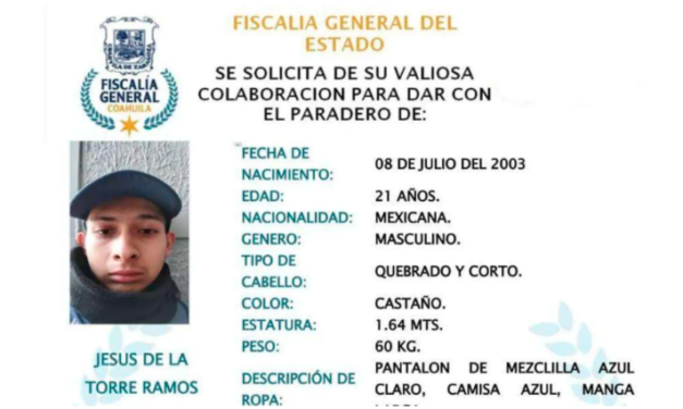Desaparece Jesús de la Torre en Torreón: Buscan a joven de 21 años