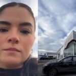 Joven protesta frente a agencia MG Motors en Reynosa por fallas en su camioneta