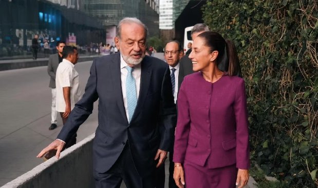 Claudia Sheinbaum sale en defensa de Carlos Slim tras acusaciones de Elon Musk sobre vínculos con el crimen organizado