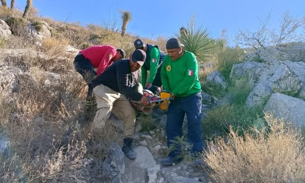 Protección Civil rescata a mujer lesionada tras caída en cerro de Lerdo