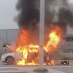 Vehículo eléctrico se incendia en Viñedos de Torreón; pérdidas fueron totales